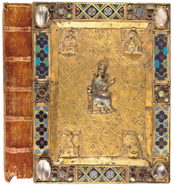 A treasure bookbinding with jewels and gold