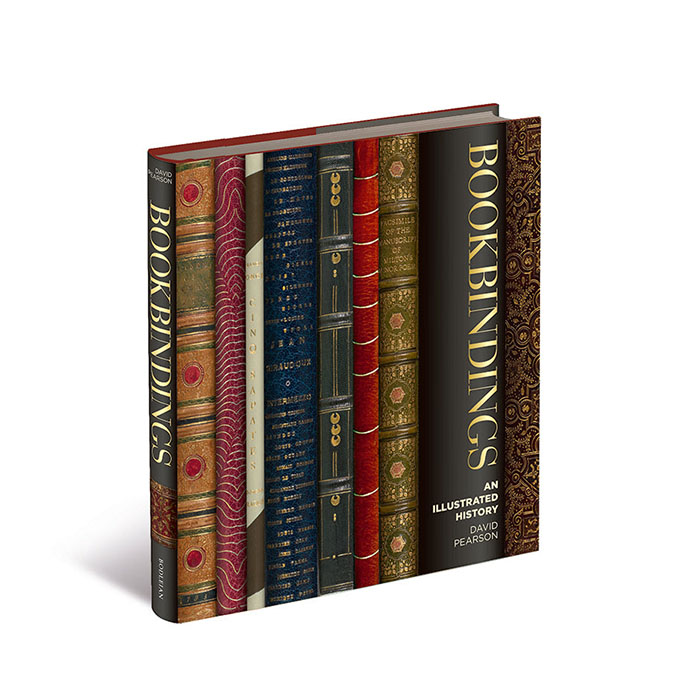 A 3D view of the front cover of 'Bookbindings: An Illustrated History'