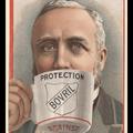 Advert for Bovril, depicting an old man drinking a cup of it