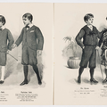 Drawings of six young boys each wearing a different outfit