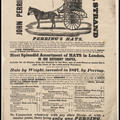 Long text advert for Perring's Hats - at the top is an image of a horse and carriage with a large top hat on the carriage