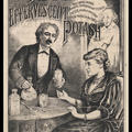 A waiter serves a woman sitting at a table a drink in a glass – the products name appears above the image