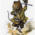 Illustration of Ratty from Toad of Toad Hall dancing a jig