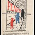 Advert for Pears Soap that uses forced perspective to compare the heights of politicians Churchill, Salisbury and Gladstone