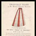 Handbill for Granville Sharp Skirts featuring image of a hooped underskirt and text about the latest Paris fashions