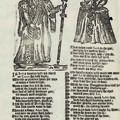 A printed page from 'The wanton Wife of Bath' with illustrations of a man and a woman at the top of the page, and two columns of Chaucer's poem