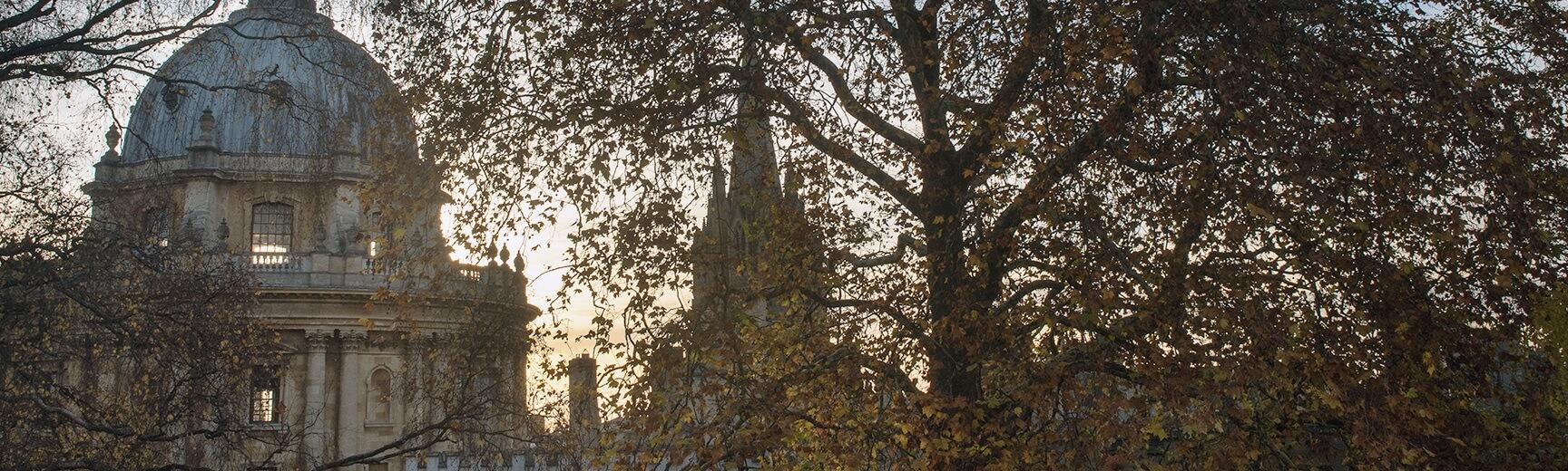 Trees in front of Oxford spires
