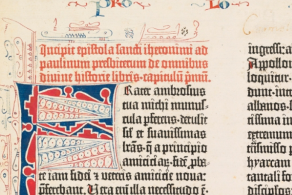 An illuminated letter from a medieval manuscript