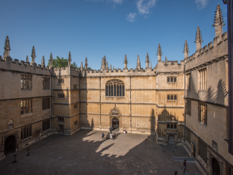 View looking down on the Old Bodleian Library and Old Schools Quadrangle