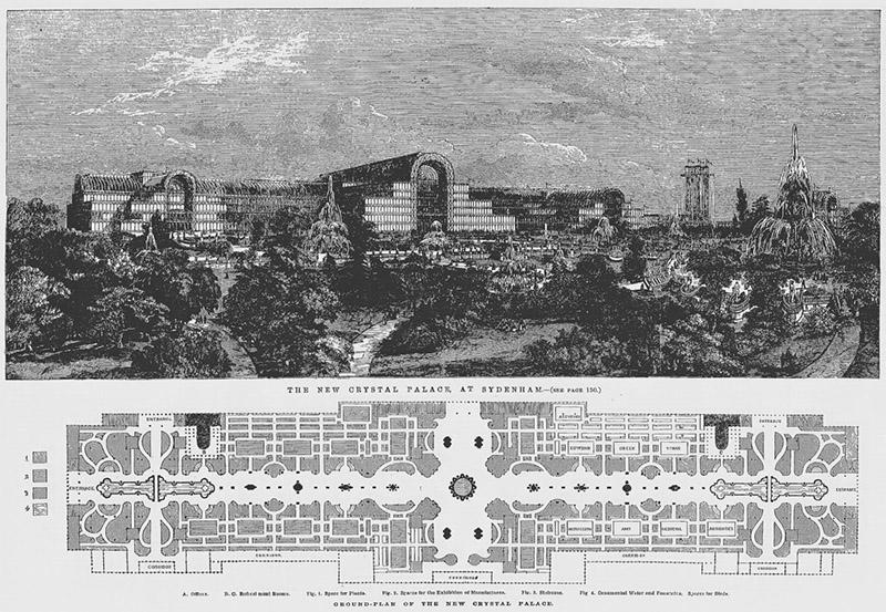 A black and white hand-drawn image of a building above a diagram of its layout