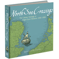 A book front cover - a map of the English Channel showing the outline of the Dutch and English coastline - a ship sails between them